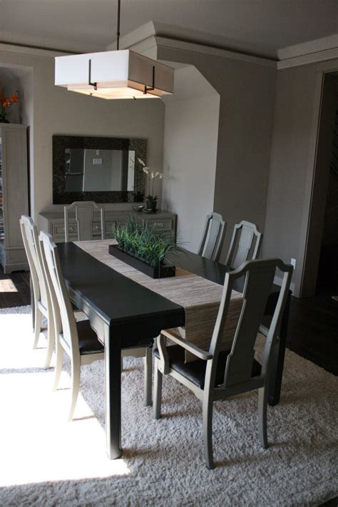 Using traditional parquetry techniques, skilled woodworkers add artisan rusticity to our clean, contemporary wirebrushing and an ebonized finish give the table a bold and rustic look. Reloved Rubbish: Fresh Look for Old Dining Room Set