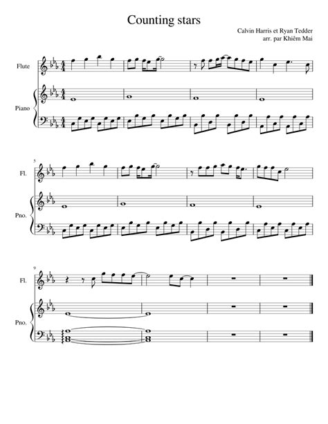 Counting Stars Sheet Music For Piano Flute Solo