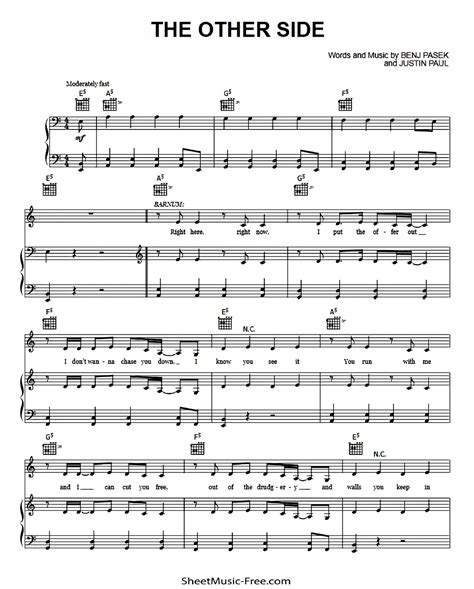 The Other Side Sheet Music The Greatest Showman Sheet Music Free The