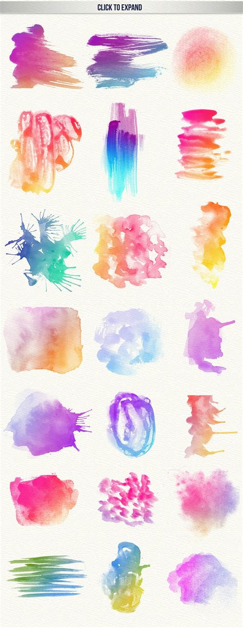 111 Watercolor Brushes Photoshop Add Ons Creative Market Colorful