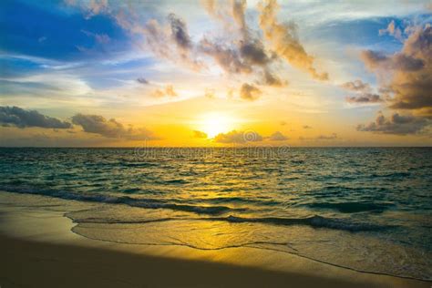 Landscape Of Beautiful Sunset In Maldives Stock Photo Image Of Storm