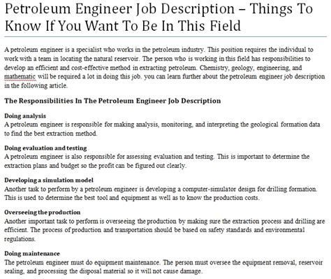 A site engineer is the professional who provides technical advice and organizes and supervises construction projects. Petroleum Engineer Job Description - Things To Know If You ...