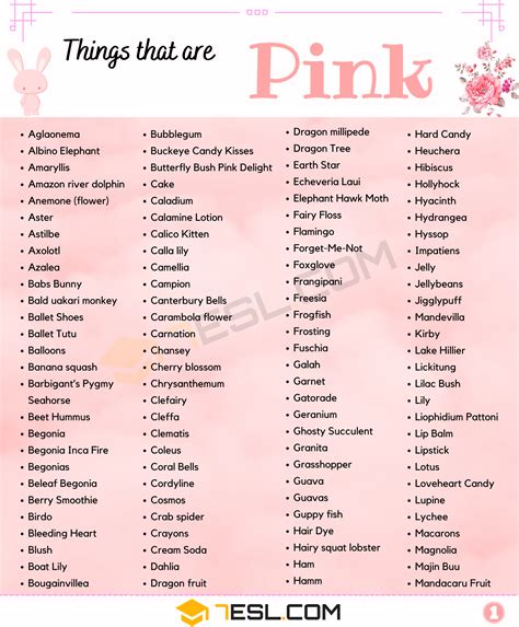 265 Wonderful Things That Are Pink You Should Know English As A