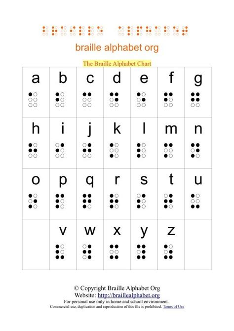 Free Printable Braille Alphabet Chart Printable Templates
