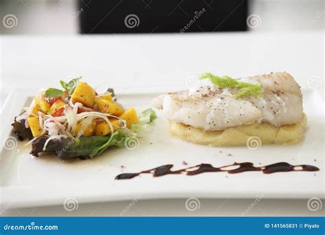 Grilled Cod Fish Steak Stock Image Image Of Dinner 141565831