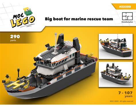 Lego Moc 22280 Big Boat For Marine Rescue Team Town City 2019
