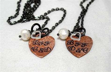 Hand Stamped Best Friends Necklace Set By Organicrustcreation