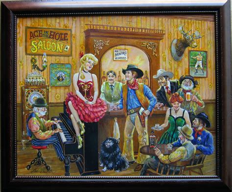 Bentleys Western Saloon By Lee Dubin Framed Original Painting