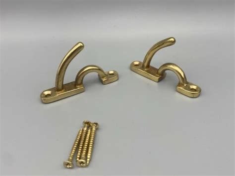 2x Contemporary Curtain Hold Back Hooks With Loop Gold Chrome