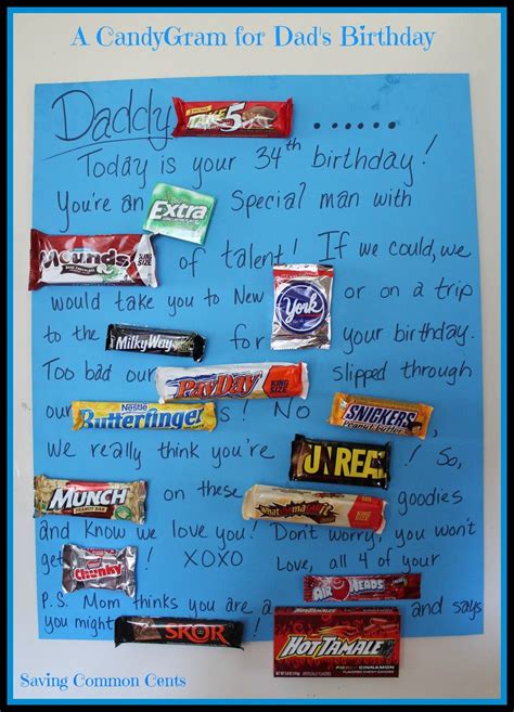 Birthday gifts for dad from kids. A CandyGram for Dad's Birthday! | Dad birthday, Diy ...