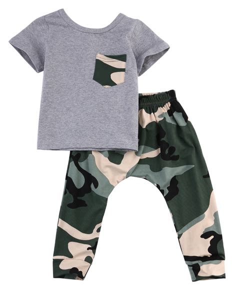 Baby Camouflage Clothes Kids Boys Summer Clothes Set Newborn Baby Boys