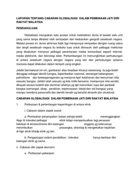 Pembentukan malaysia dapat menghasilkan modal insan yang cemerlang,gemilang dan terbilang. Cabaran Globalisasi Dalam Pembinaan Jati Diri Rakyat ...