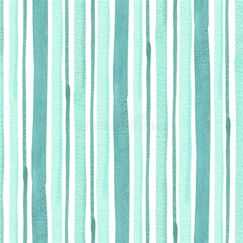 Watercolor Turquoise Vertical Line Seamless Pattern Stock Illustration