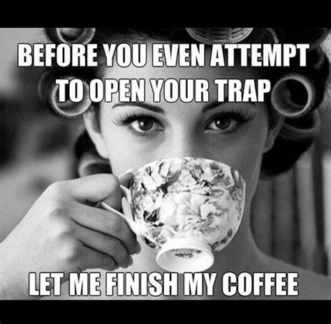 A Woman Drinking From A Cup With The Caption Before You Even Attempt To Open Your Trap Let Me