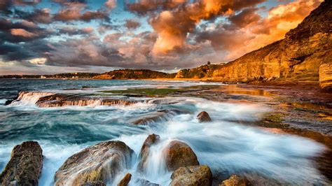 Nature Landscape Water Long Exposure Rocks Clouds Sky Mountains