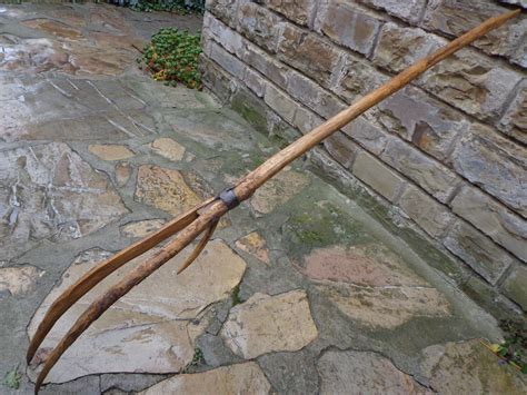 Antique Farm Tool Wooden Pitch Pitchfork Hay Fork Grade 19th Century