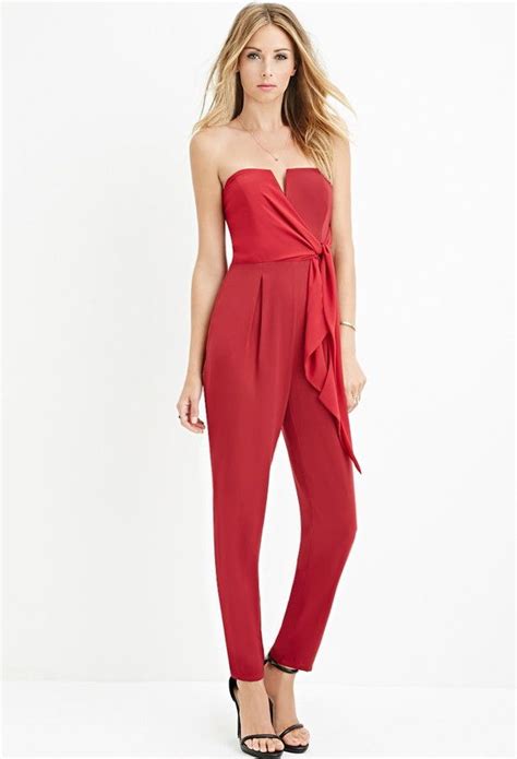 Forever 21 Contemporary Strapless V Notched Jumpsuit Contemporary