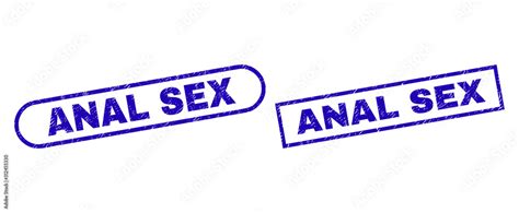 Blue Rectangle And Rounded Anal Sex Watermark Flat Vector Grunge Seals With Anal Sex Title