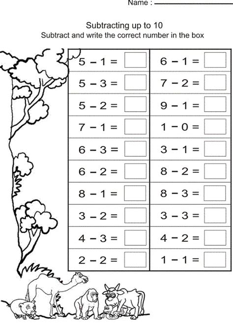 A practical single digit picture addition exercise maths worksheet for grade 1 (first grade) students and kids with animals theme. Printable Grade 1 Math Worksheets | Activity Shelter