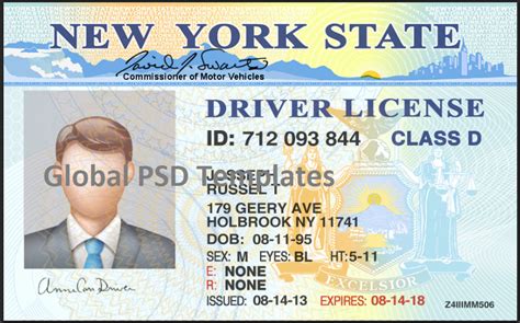 New York Drivers License Template V1 Global Psd Template