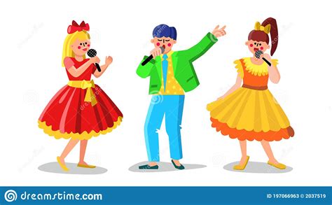 Man And Women Performing Song In Choir Vector Stock Vector Illustration Of Company Ceremony