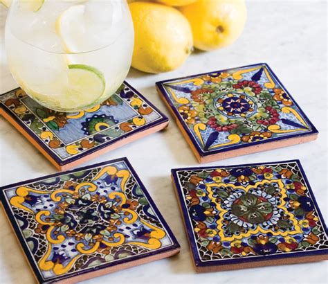 Moroccan Midnight Handmade Tile Coaster Set Traditional Coasters