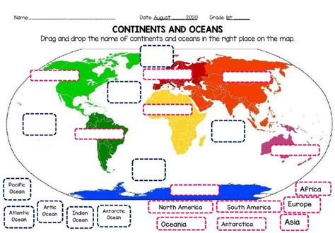 A Map With Different Countries And Oceans On It