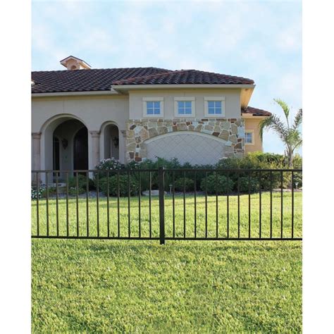 Monroe 3 Ft H X 8 Ft W Black Steel Flat Top Yard Fence Panel In The