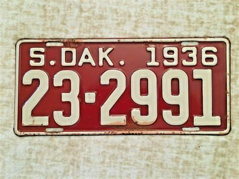 Vintage 1936 South Dakota License Plates - Matching Pair - Original