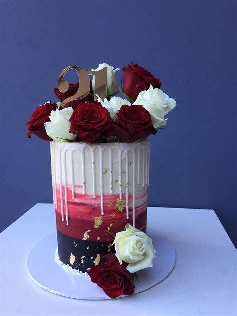 Beautiful Black Red And White Theme With A Touch Of Gold Cake