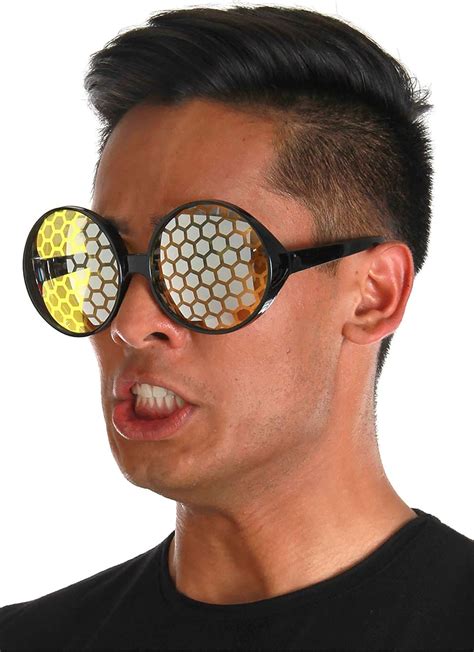 Bug Insect Bee Fly Eyes Costume Glasses With Yellow Lenses For Adults And Teens