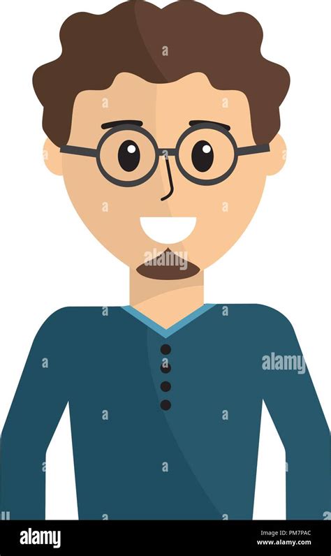 Happy Man Wearing Glasses With Curly Hair Stock Vector Image And Art Alamy