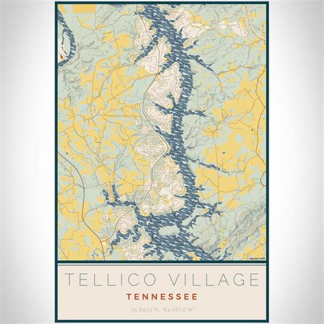 Tellico Village Tennessee Map Print In Woodblock — Jace Maps