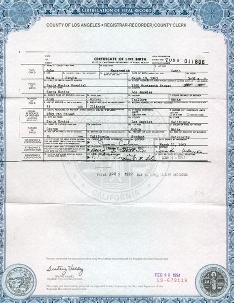 What Does A Birth Certificate Look Like World Of Printable And Chart