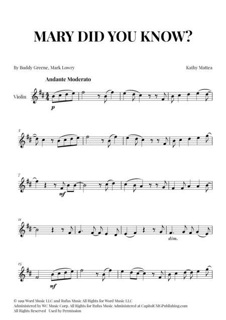 Mary Did You Know For Violin Free Music Sheet