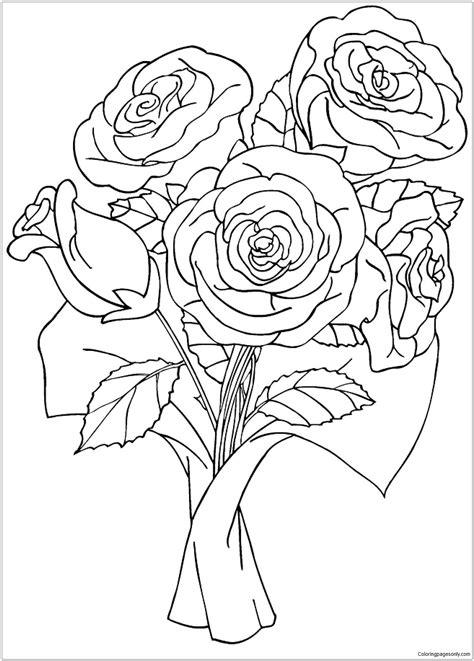 Free printable realistic rose coloring pages for adults and valentine's day. Roses Flower Coloring Page - Free Coloring Pages Online