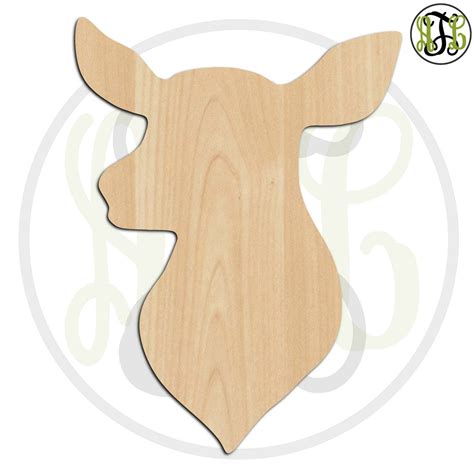 Doe Head 230096 Animal Cutout unfinished wood cutout | Etsy