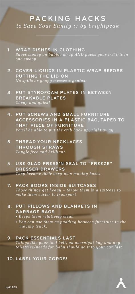 Top Ten Packing Hacks To Save Your Sanity Life Hacks Moving Tips