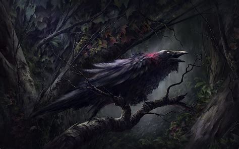 Raven Forest Darkness Artwork Black Bird Hd Wallpaper Peakpx