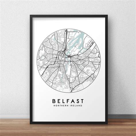 Belfast City Map Print Street Map Art Belfast Map Poster Belfast Map