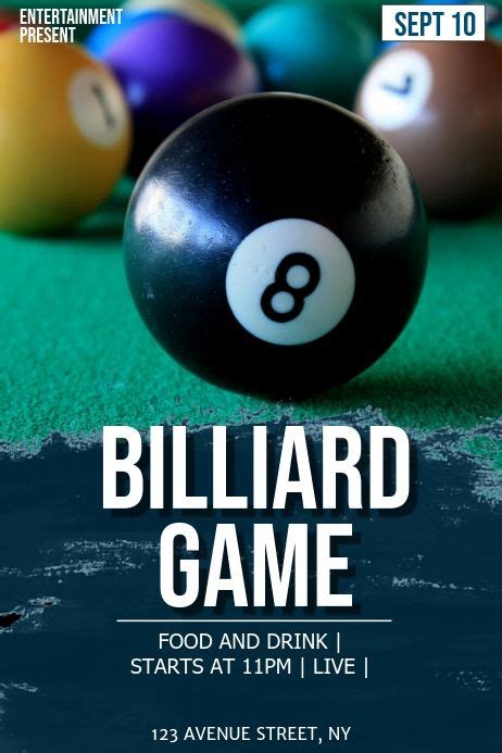 Billiard Game Flyer Template Billiards Gaming Posters Billiards Game