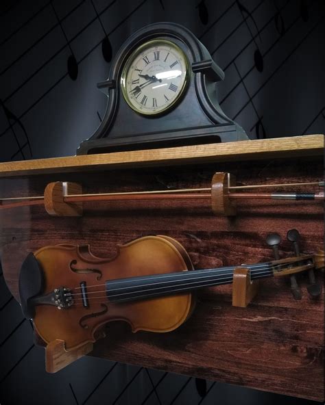 Unique Mahogany Violin Display Oak Shelf Rustic Musical Wall Mount