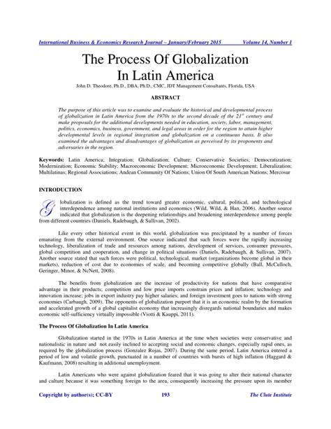 Pdf The Process Of Globalization In Latin America