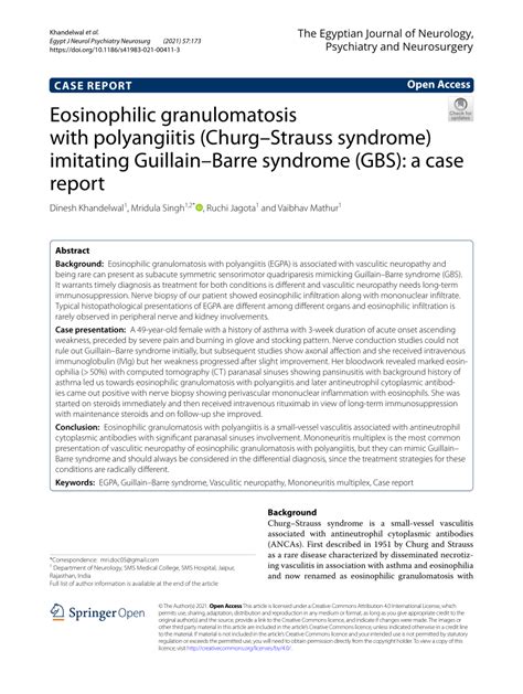 Pdf Eosinophilic Granulomatosis With Polyangiitis Churgstrauss