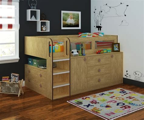 Loft bed kids white loft bed with ladders and fabric curtains. Diy pallet bed, Cabin bed with storage, Cabin bed
