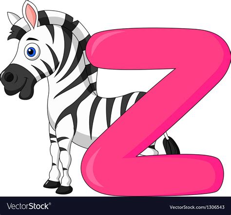 Alphabet Z With Zebra Cartoon Royalty Free Vector Image