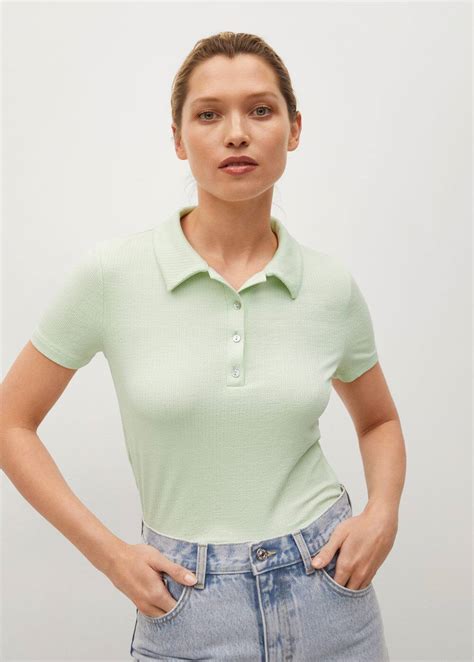 ribbed polo shirt woman mango outlet finland