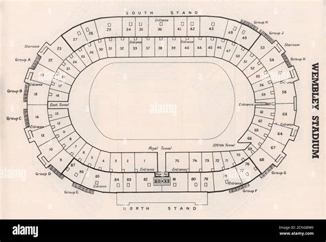 Wembley Stadium Vintage Seating Plan London Football Stadium 1937 Old