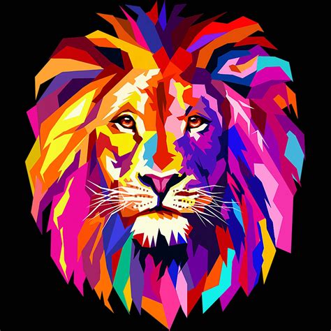 Cool Lion Head Design With Bright Colorful Design I Love Etsy