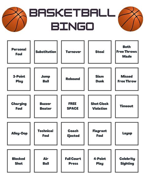 20 Printable Basketball Bingo Cards Etsy
